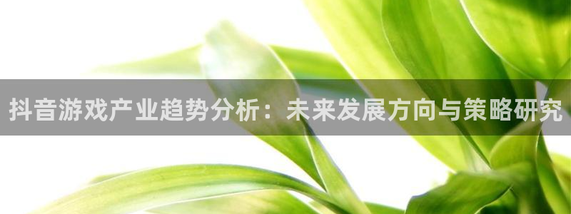 新城平台登录：抖音游戏产业趋势分析：未来发展方向与策略研究